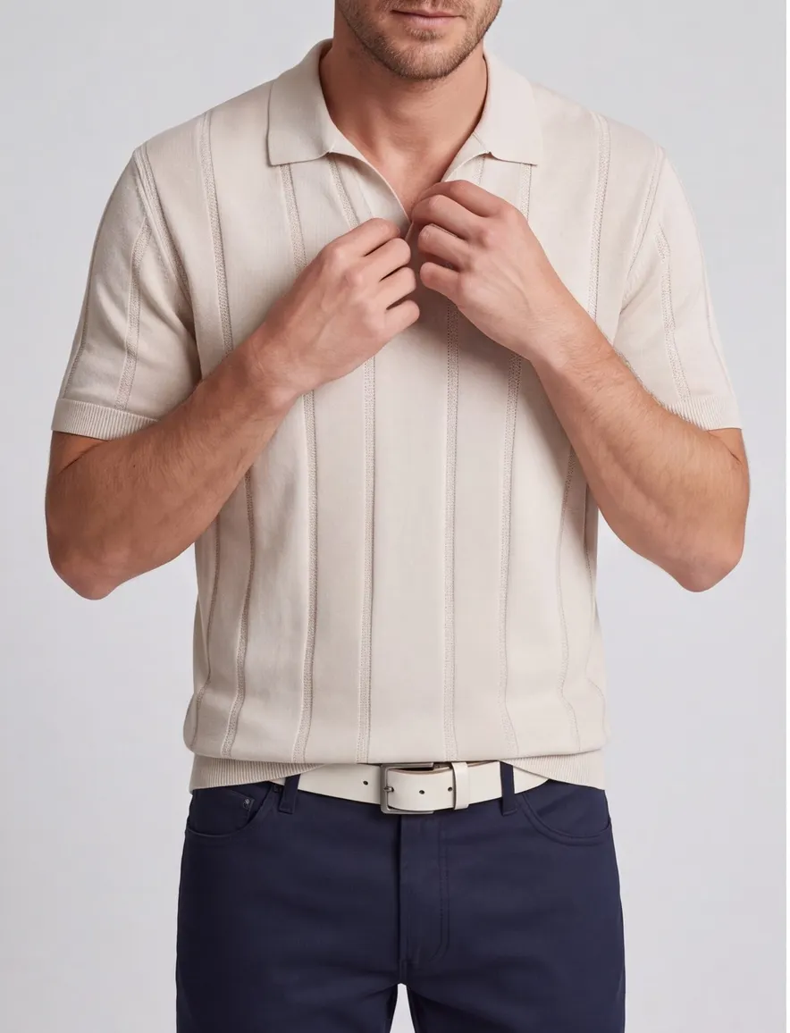 Gentiuluomo poloshirt v hals beige