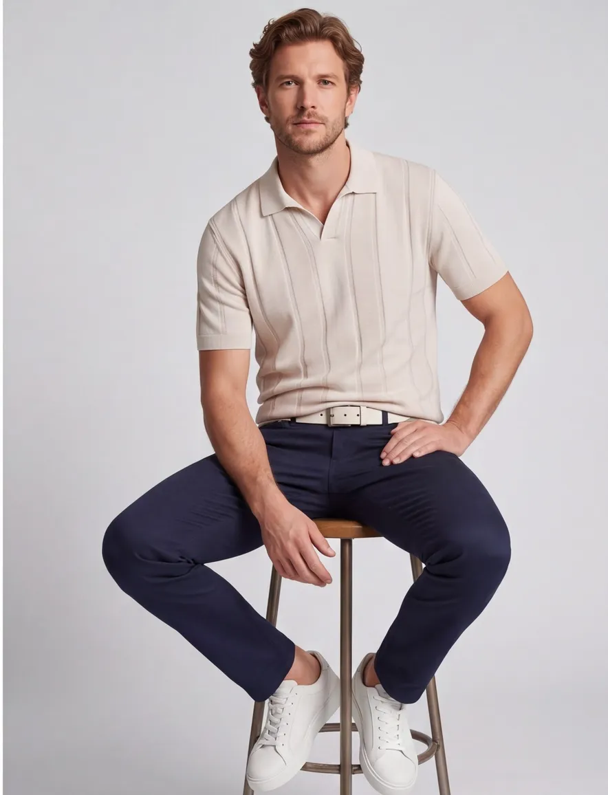 Gentiuluomo poloshirt v hals beige