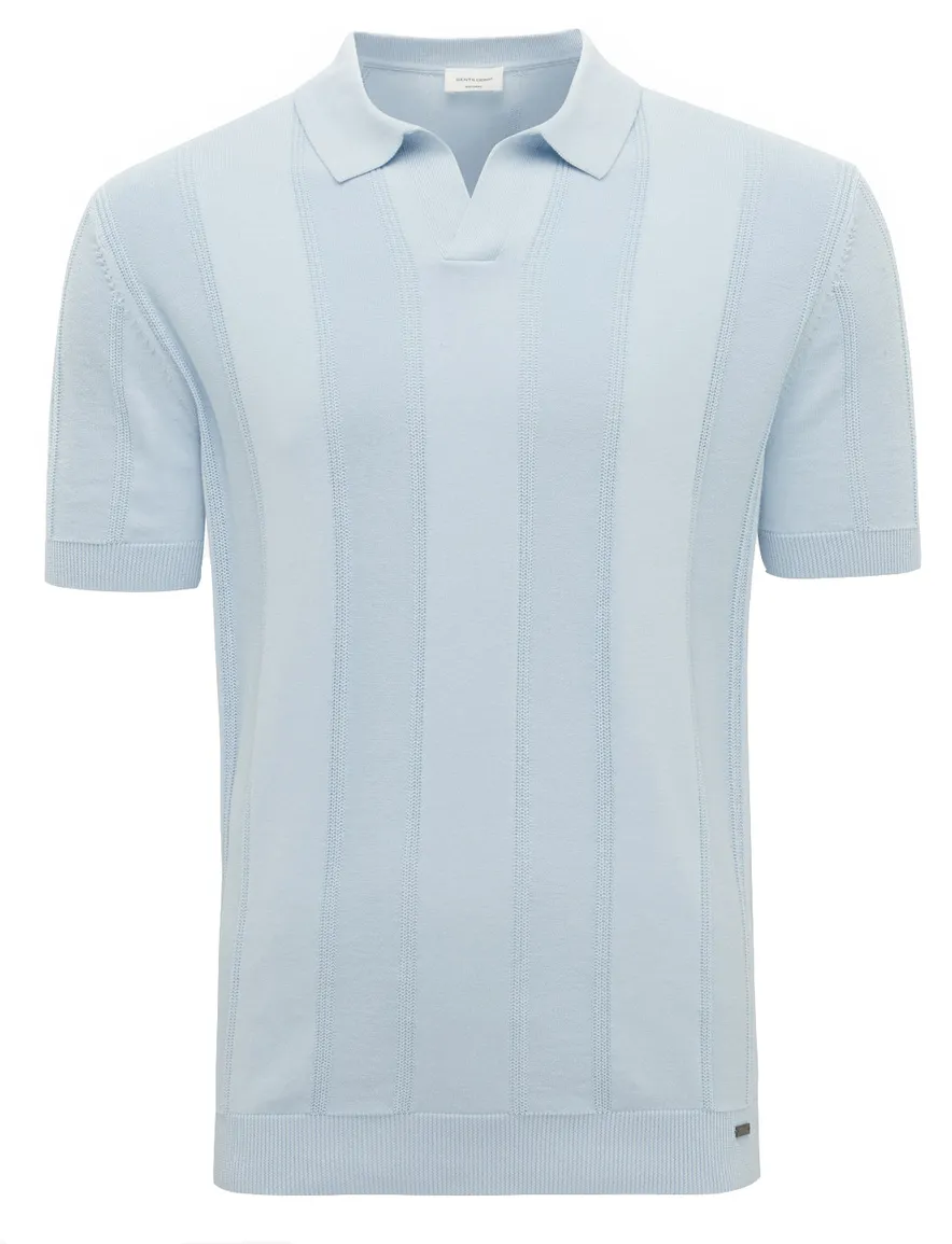 Gentiluomo v hals poloshirt lichtblauw strepen