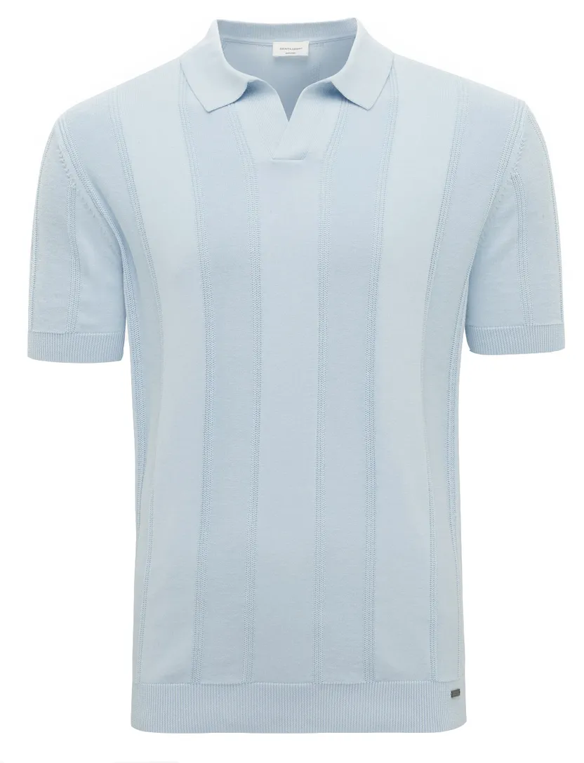 V hals poloshirt Gentiluomo lichtblauw gestreept