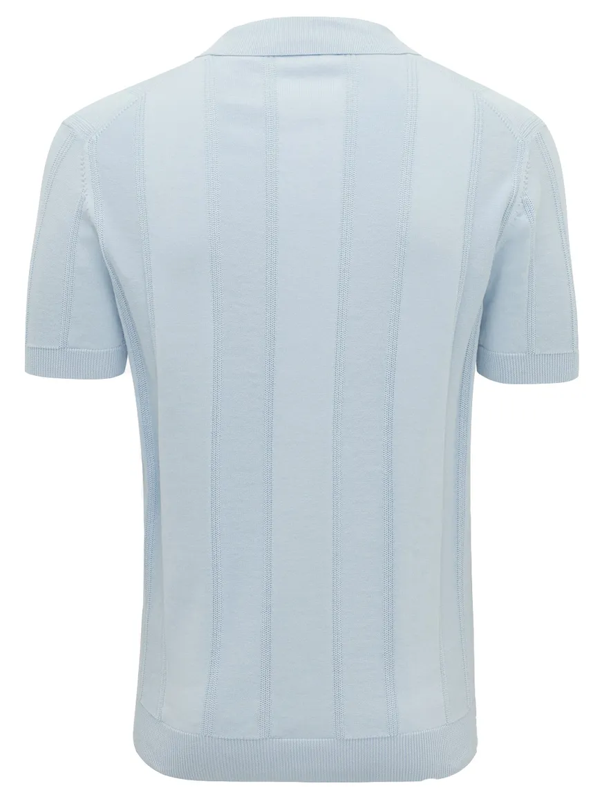 Gentiluomo v hals poloshirt lichtblauw strepen