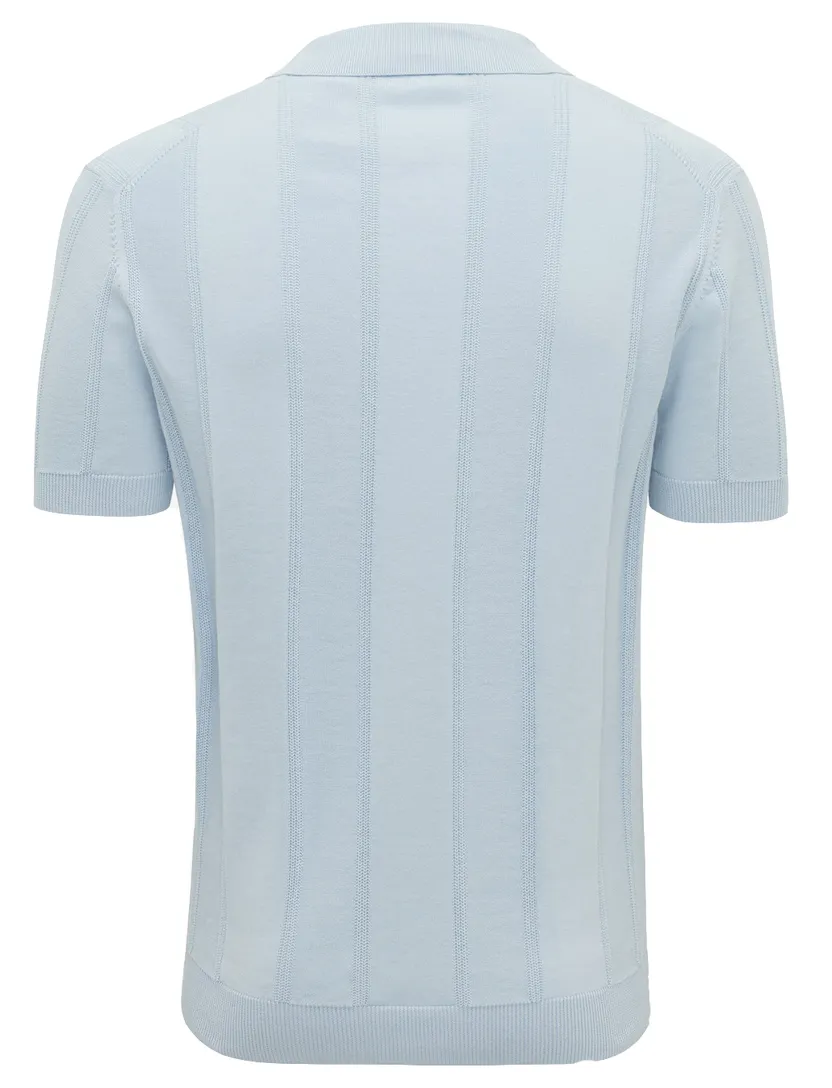 V hals poloshirt Gentiluomo lichtblauw gestreept