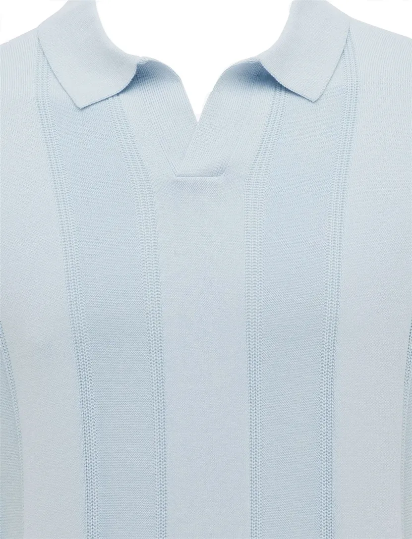 V hals poloshirt Gentiluomo lichtblauw gestreept