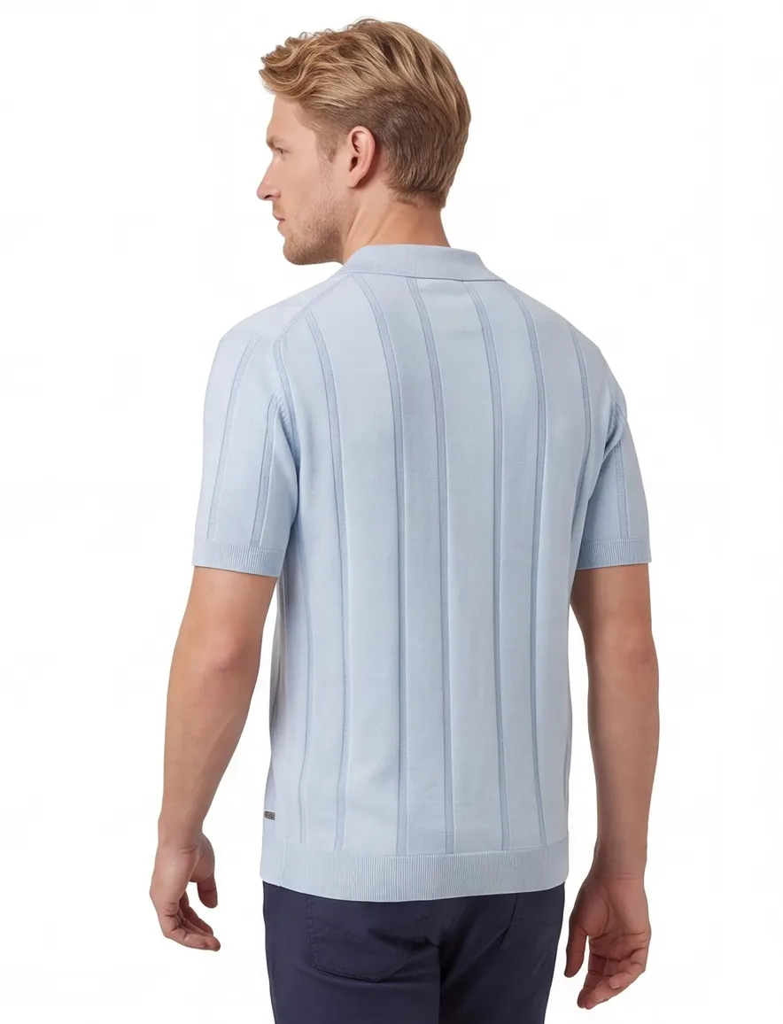 Gentiluomo poloshirt lichtblauw met v hals