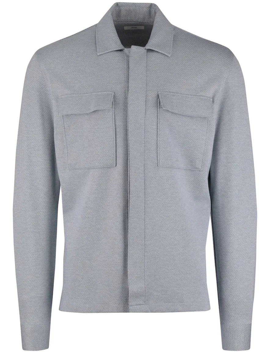 Gentiluomo overshirt grijs gemeleerd knopen