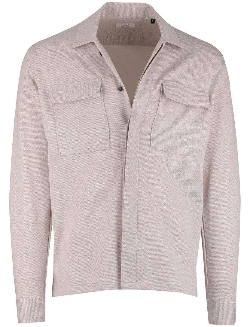 overshirt Gentiluomo beige gemeleerd normale fit knopen