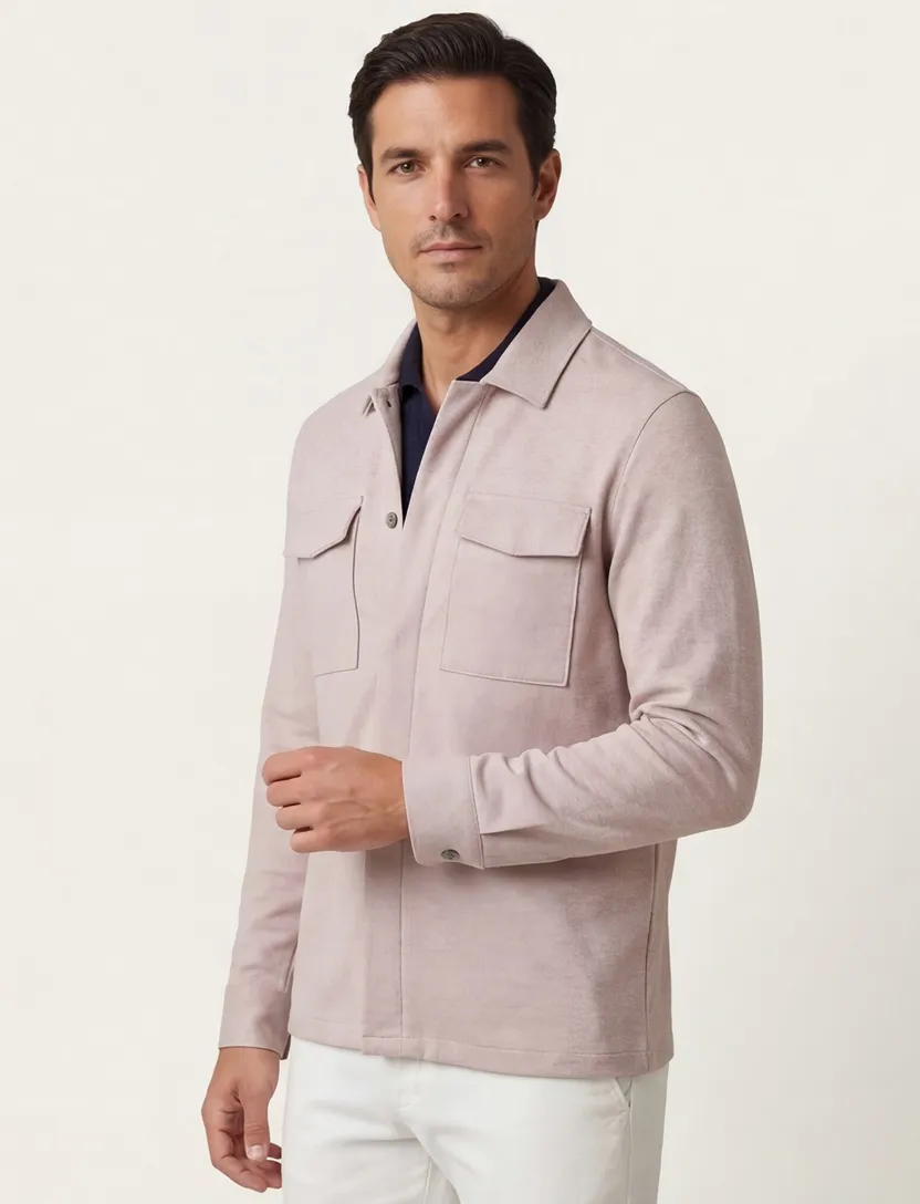 overshirt Gentiluomo beige gemeleerd normale fit knopen