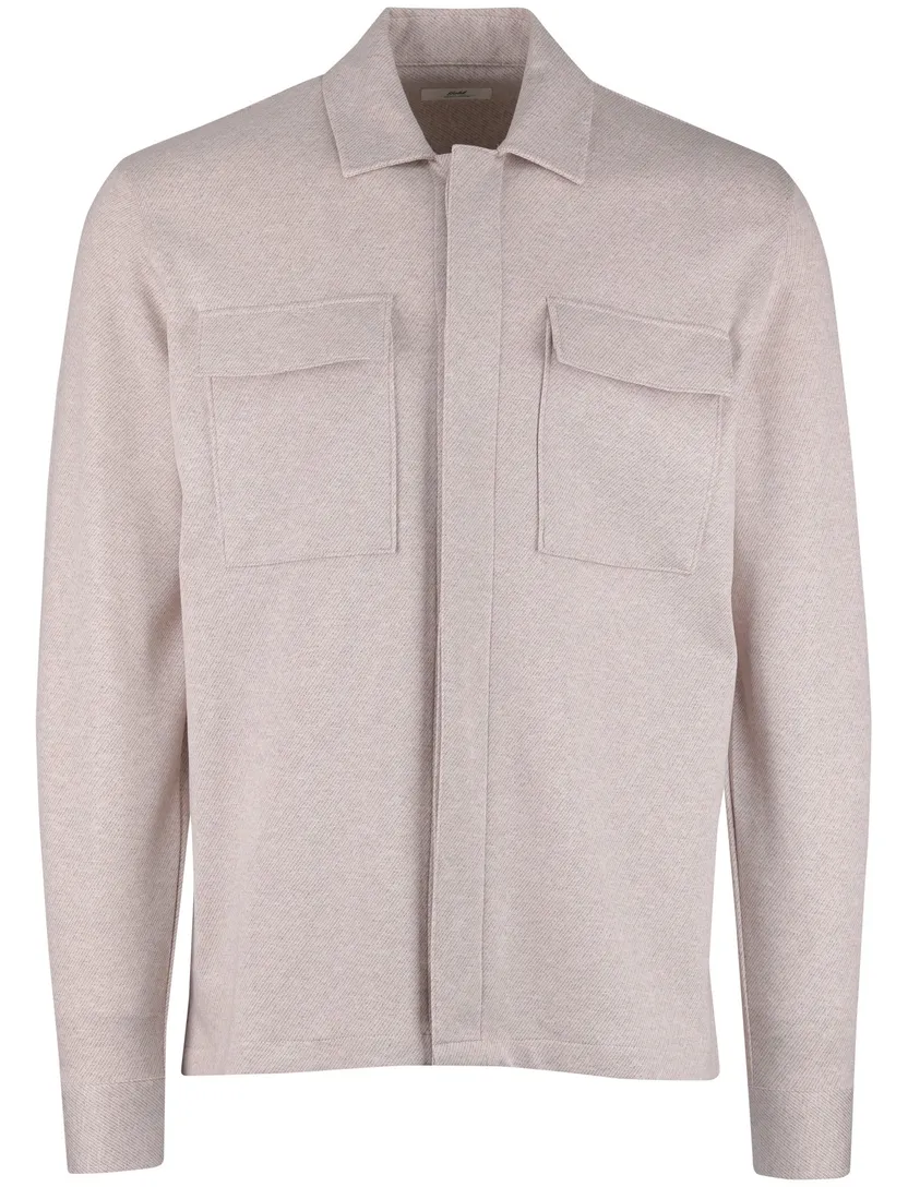 overshirt Gentiluomo beige gemeleerd normale fit knopen