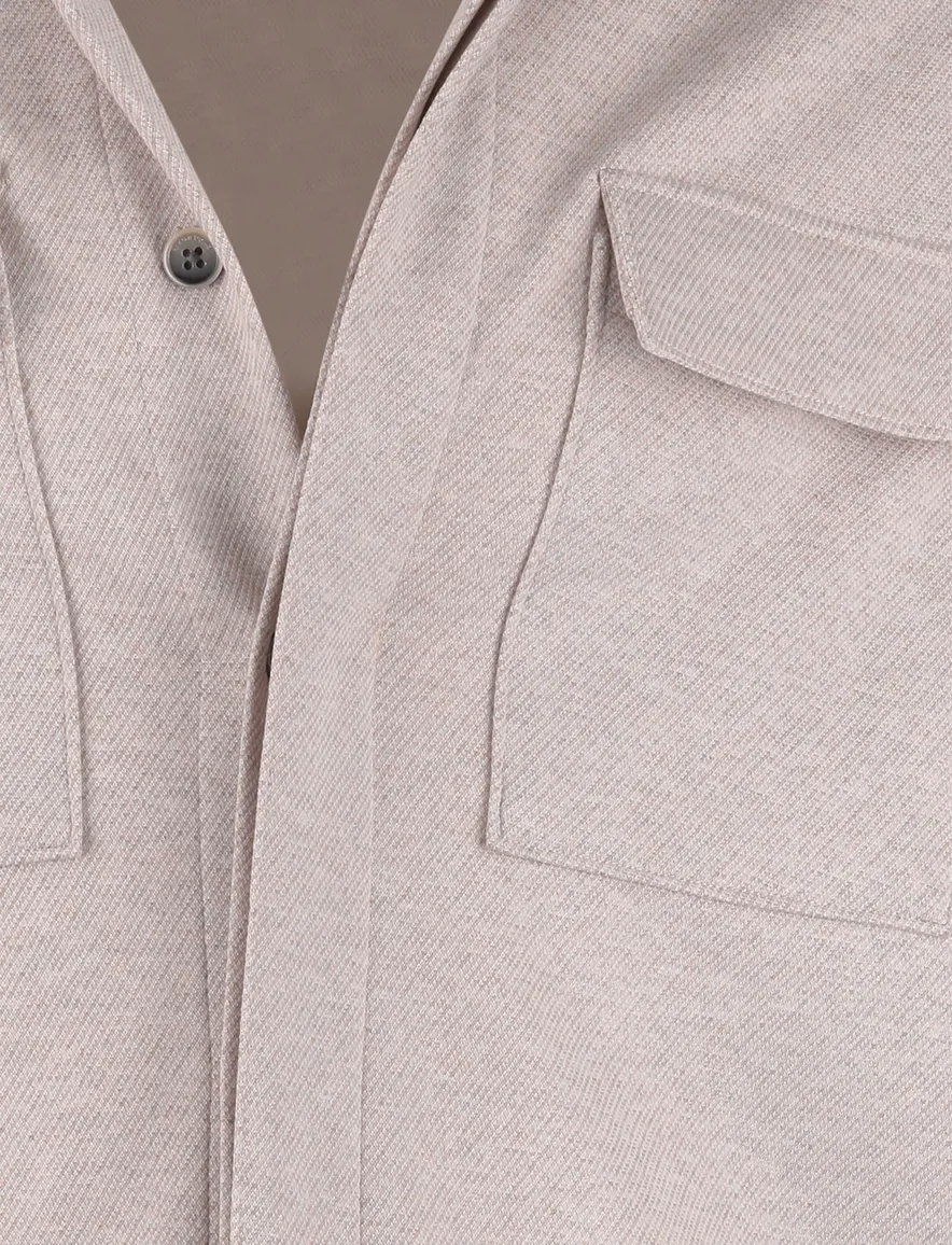 Gentiluomo overshirt beige gemeleerd knopen