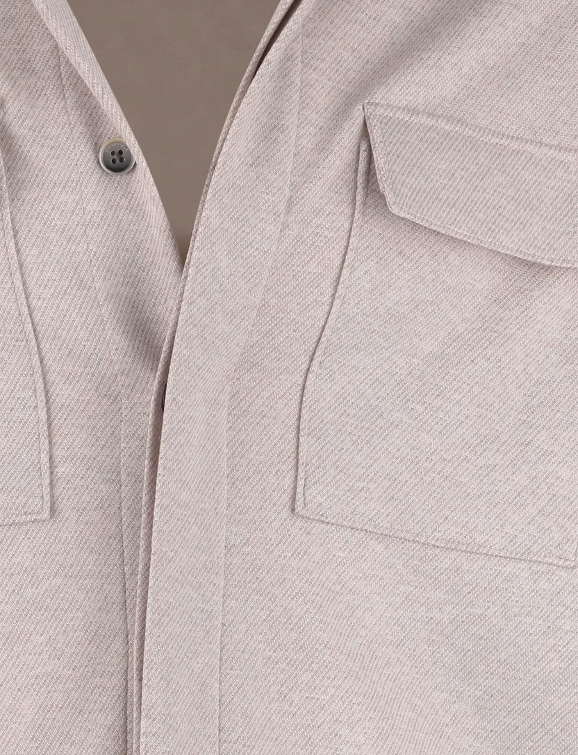 overshirt Gentiluomo beige gemeleerd normale fit knopen