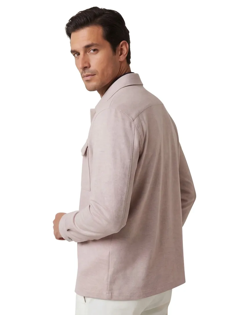 overshirt Gentiluomo beige gemeleerd normale fit knopen