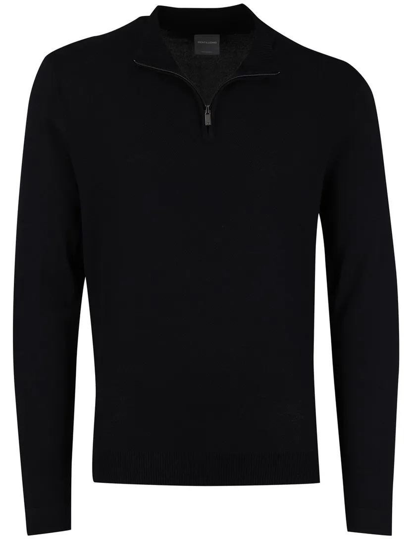 Half zip trui Gentiluomo zwart textuur