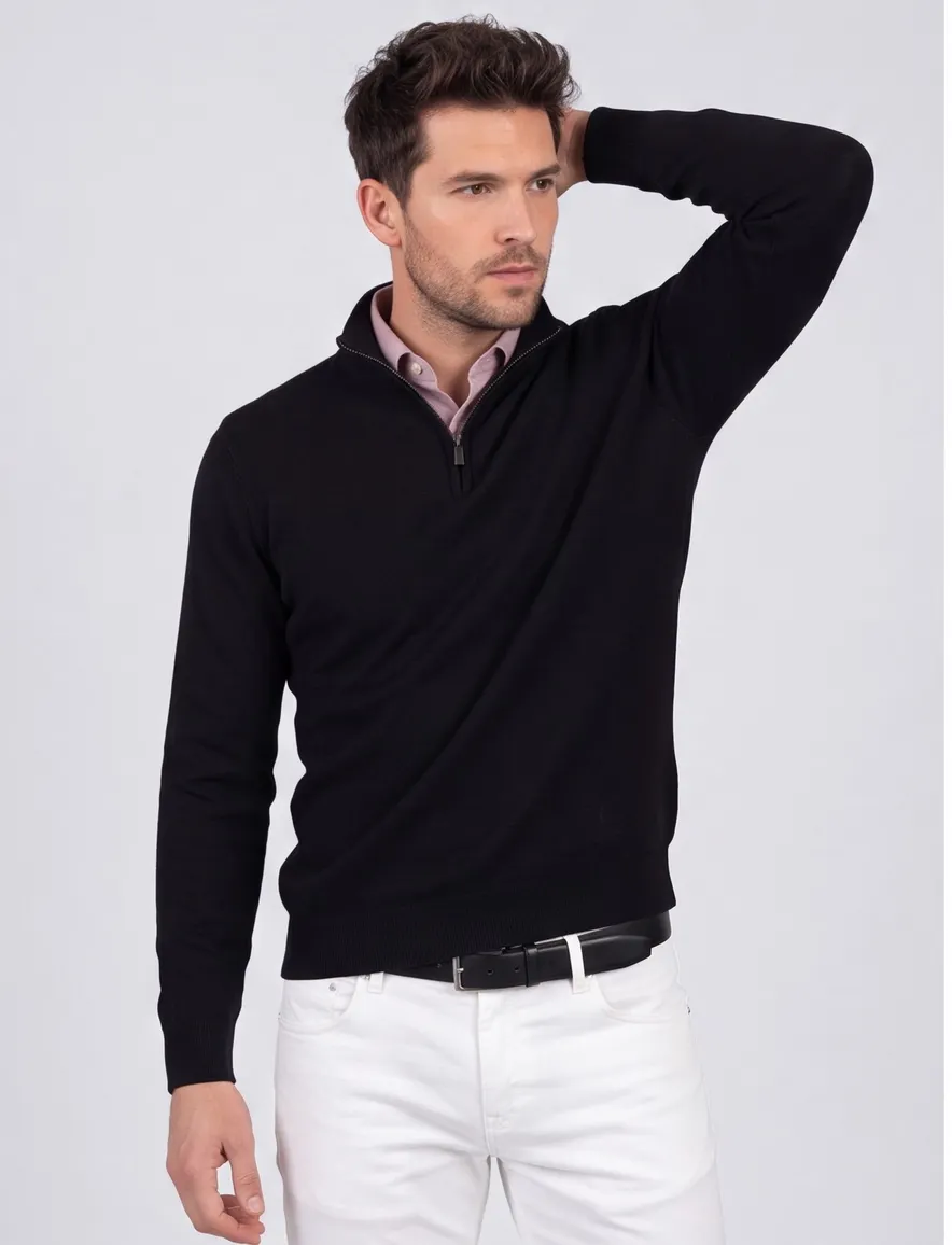 Gentiluomo Half zip trui donkerblauw
