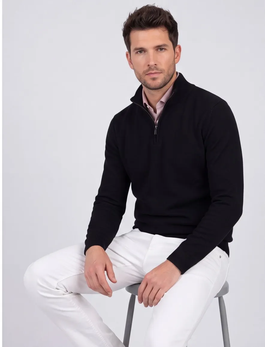 Gentiluomo Half zip trui donkerblauw