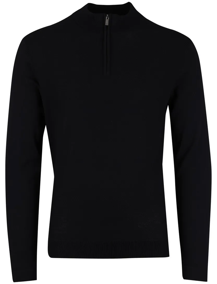 Half zip trui Gentiluomo zwart textuur