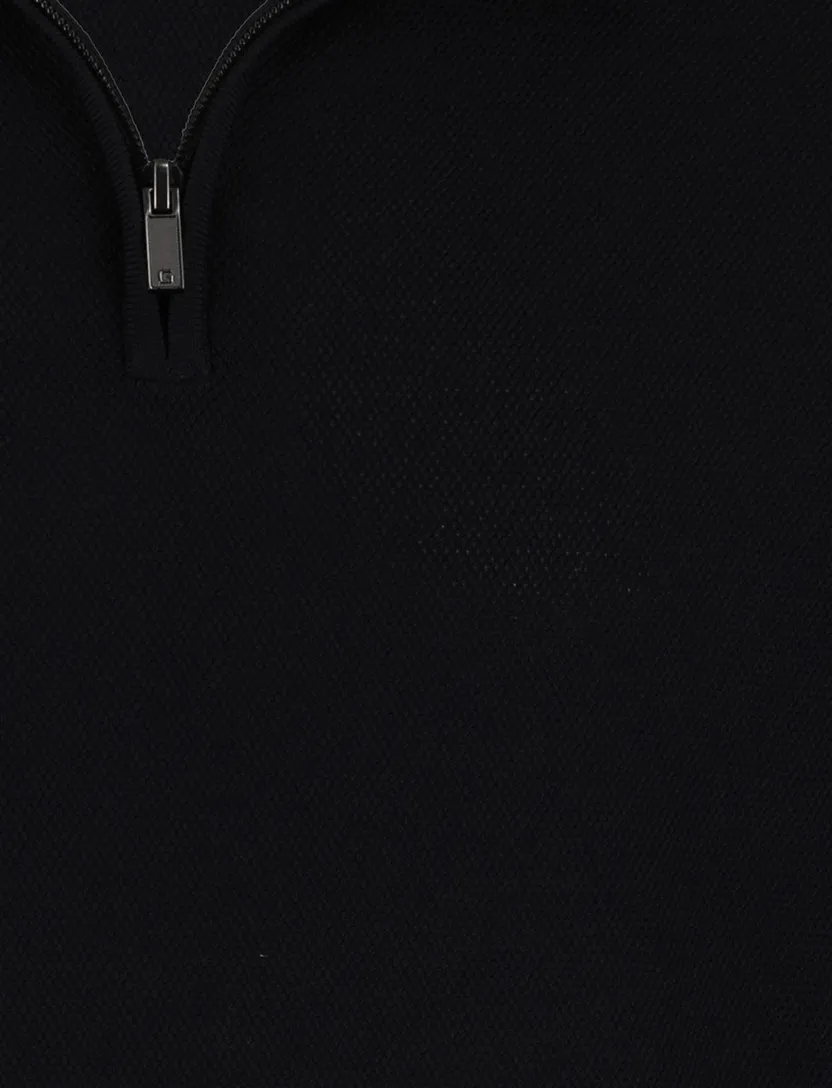 Half zip trui Gentiluomo zwart textuur