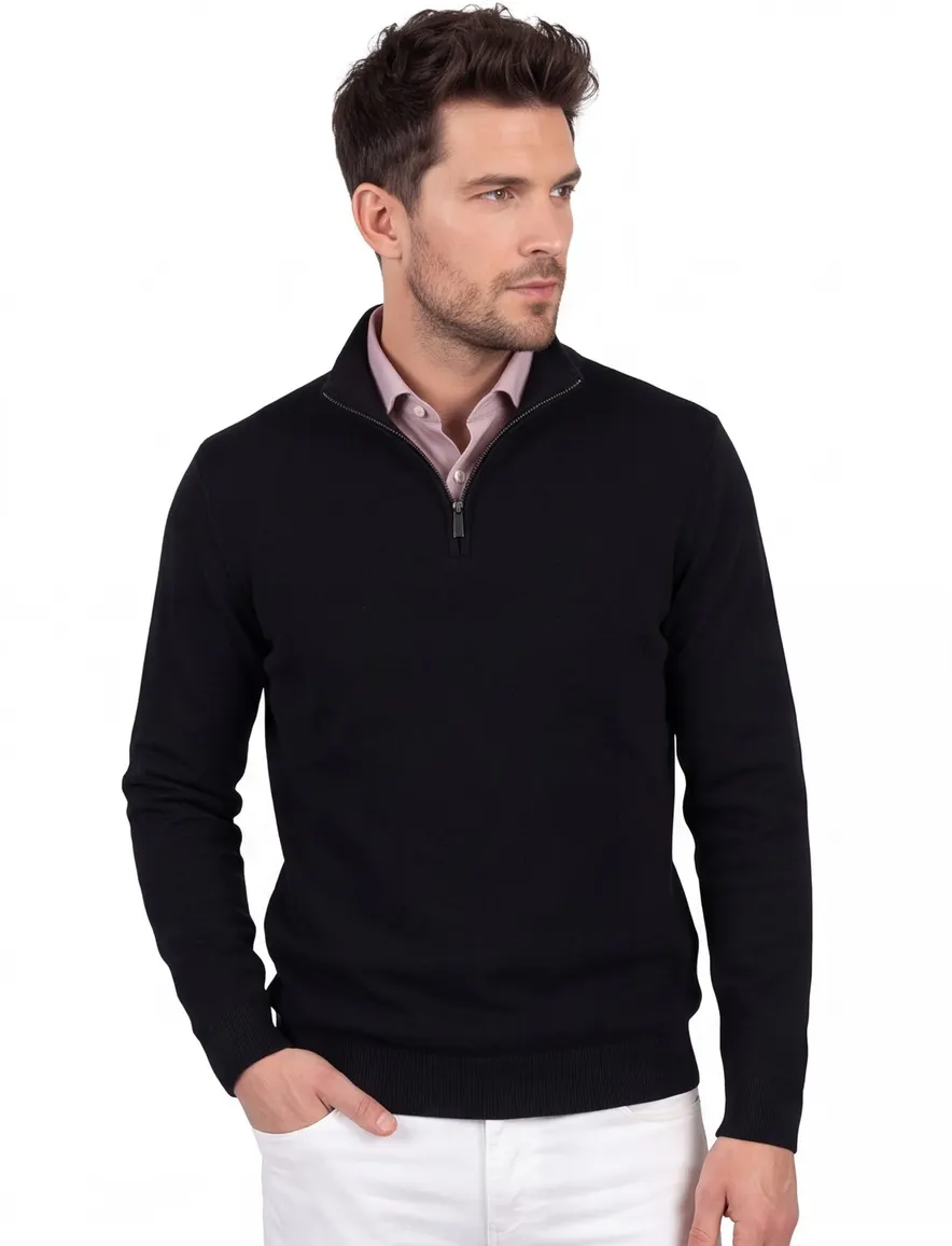 Gentiluomo Half zip trui donkerblauw