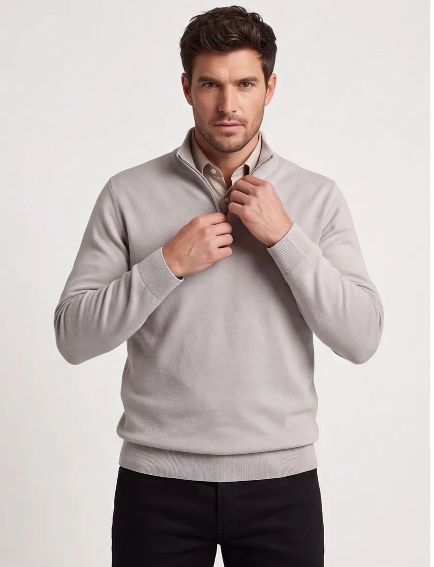 Beige half zip trui Gentiluomo structuur
