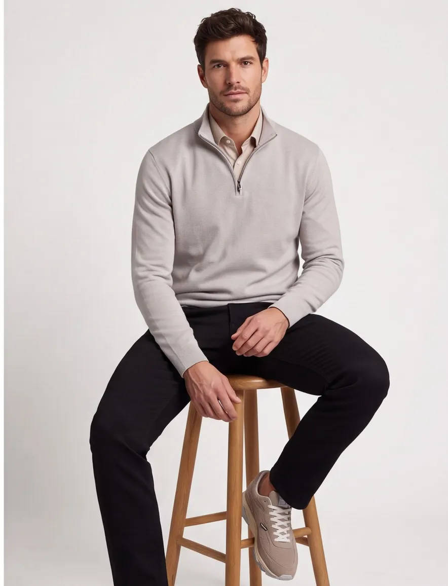 Beige half zip trui Gentiluomo structuur