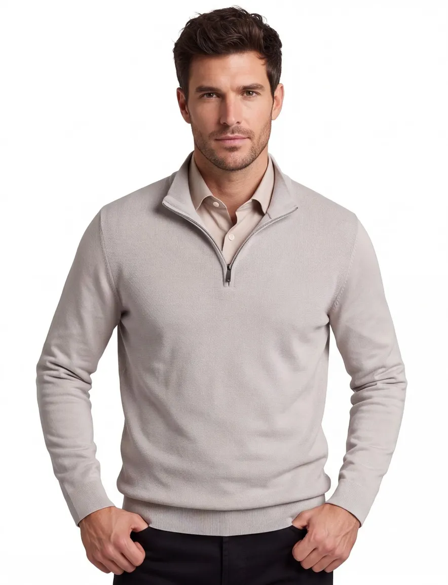 Beige half zip trui Gentiluomo structuur