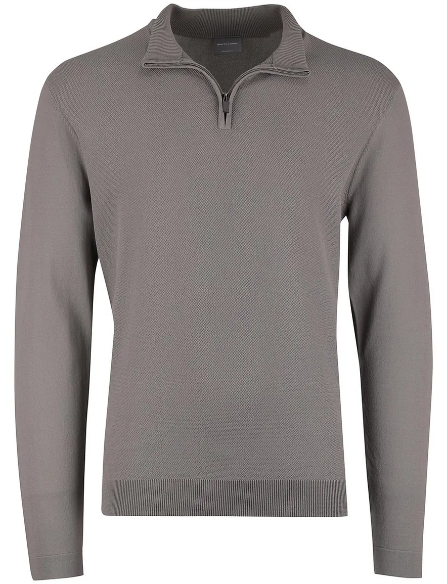 Gentiluomo half zip trui bruin