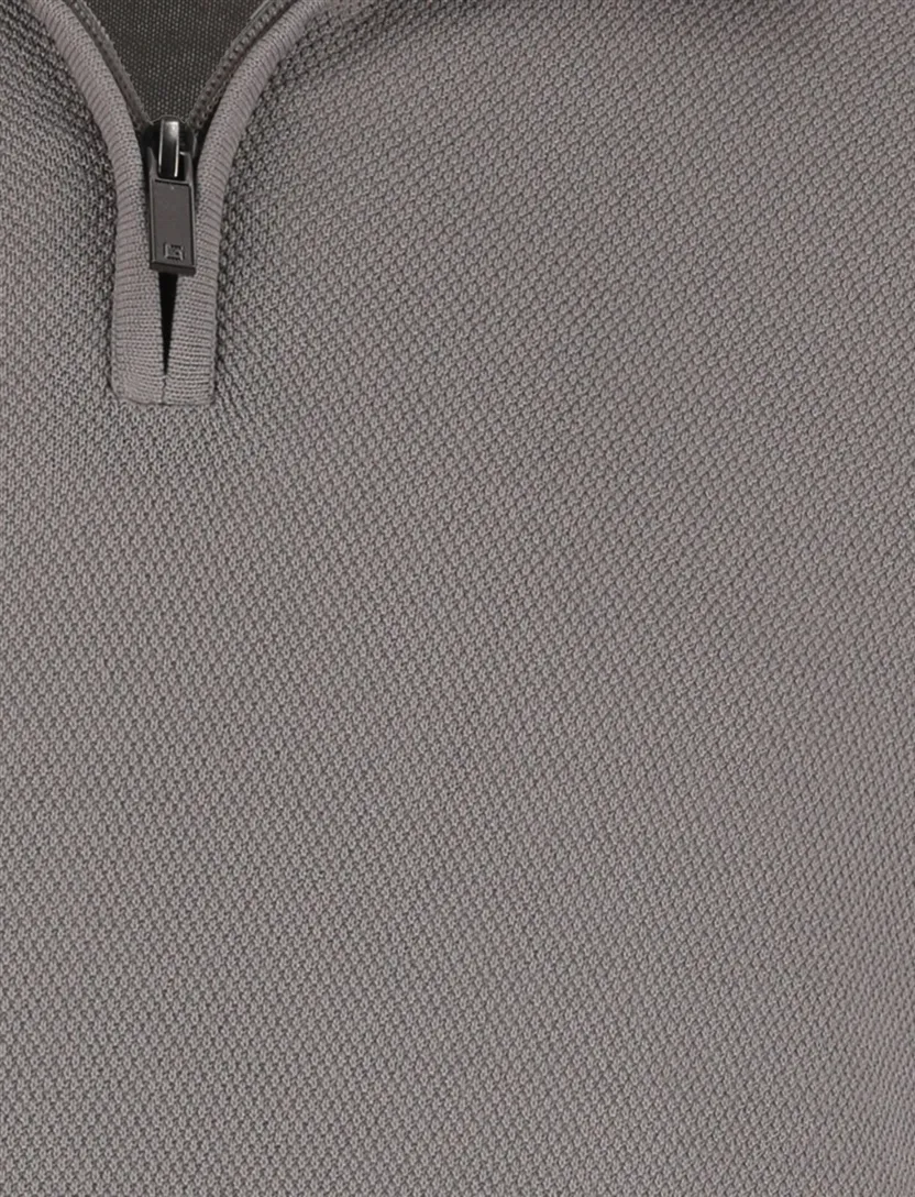 Half zip trui Gentiluomo antraciet textuur