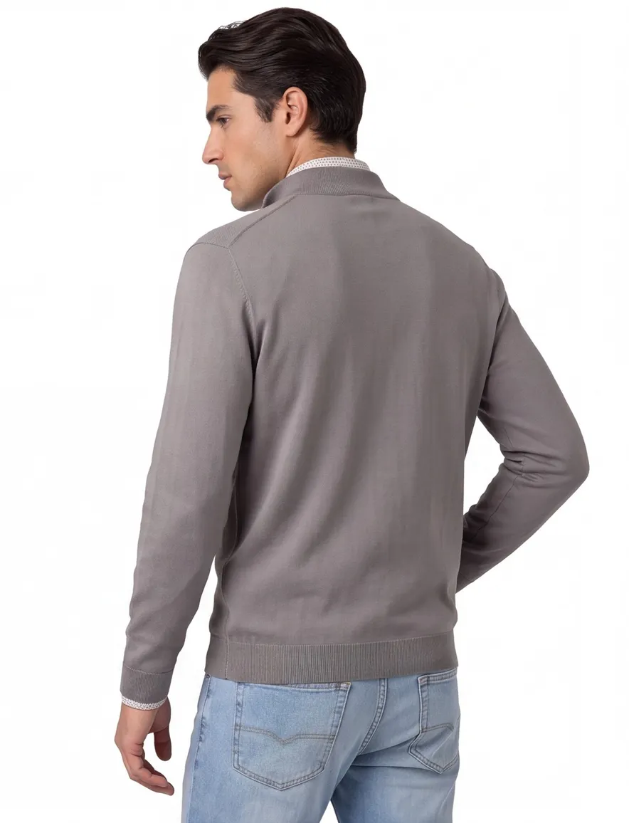 Gentiluomo half zip trui bruin