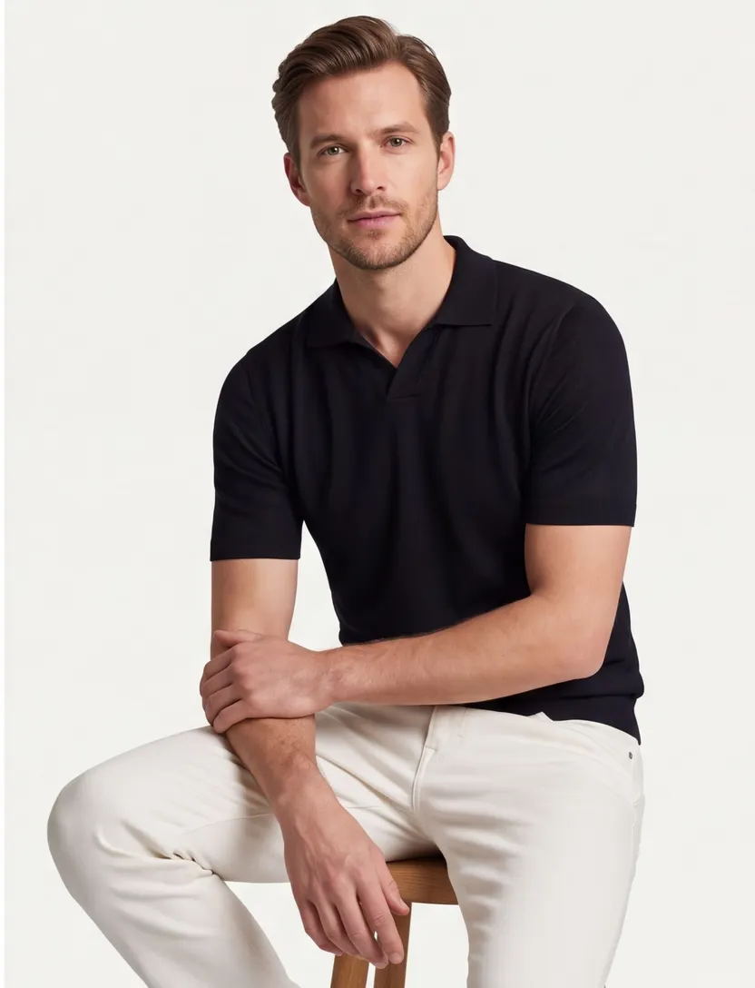 Gebreid poloshirt Gentiluomo donkerblauw