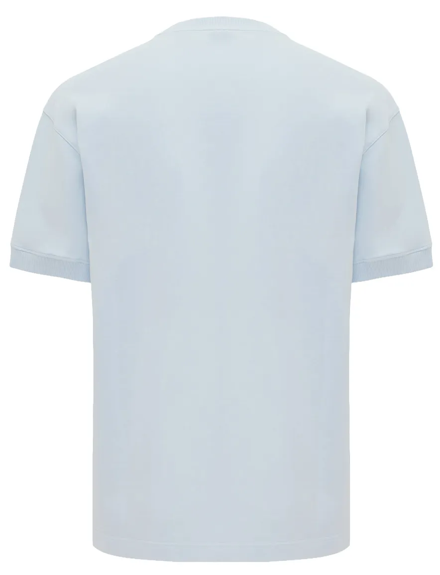 Lichtblauw Genti t-shirt effen met ronde hals