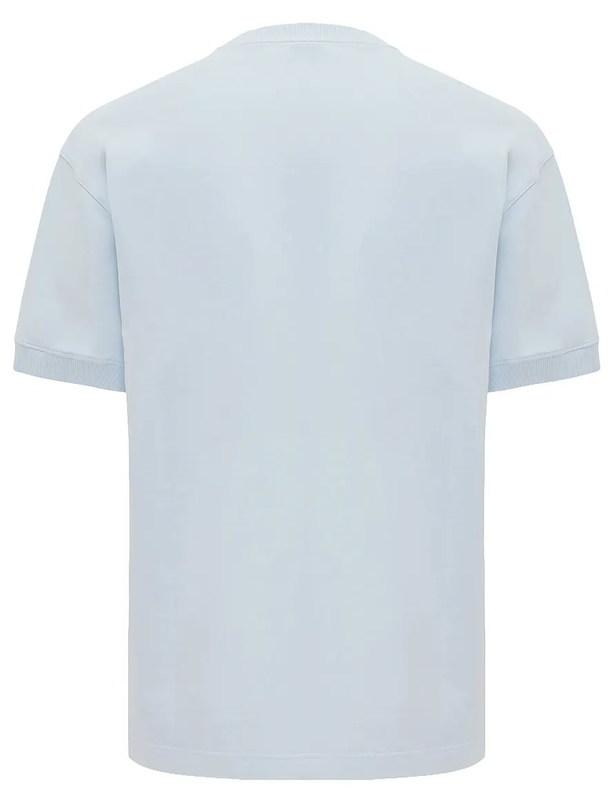 Lichtblauw Genti t-shirt effen met ronde hals