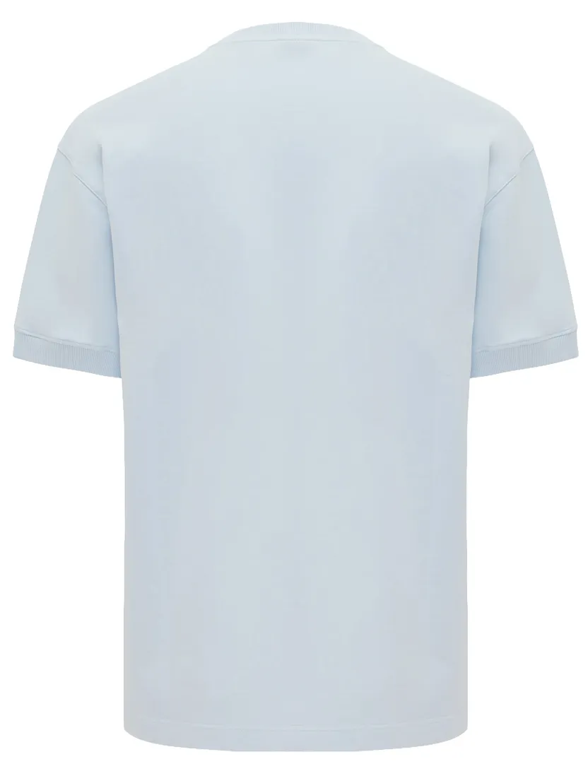 T-shirt Genti effen lichtblauw ronde hals