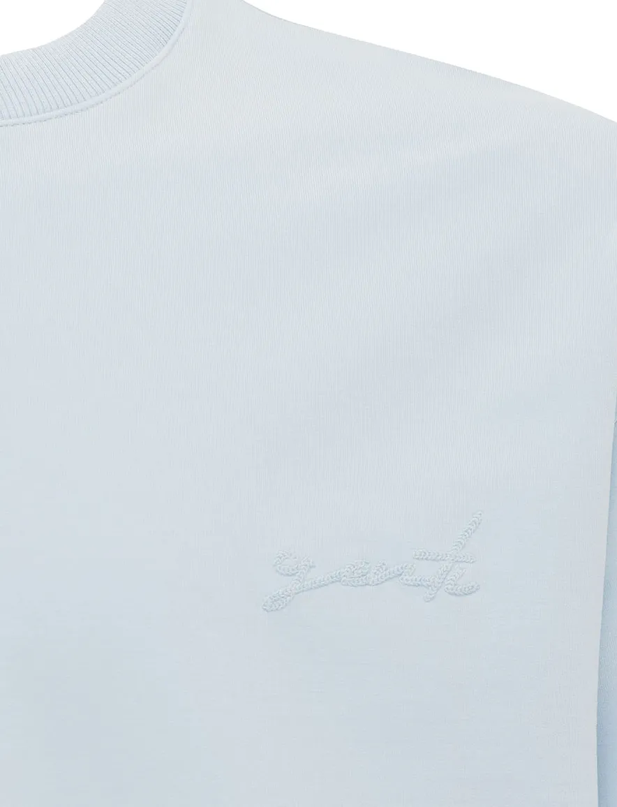 Lichtblauw Genti t-shirt effen met ronde hals