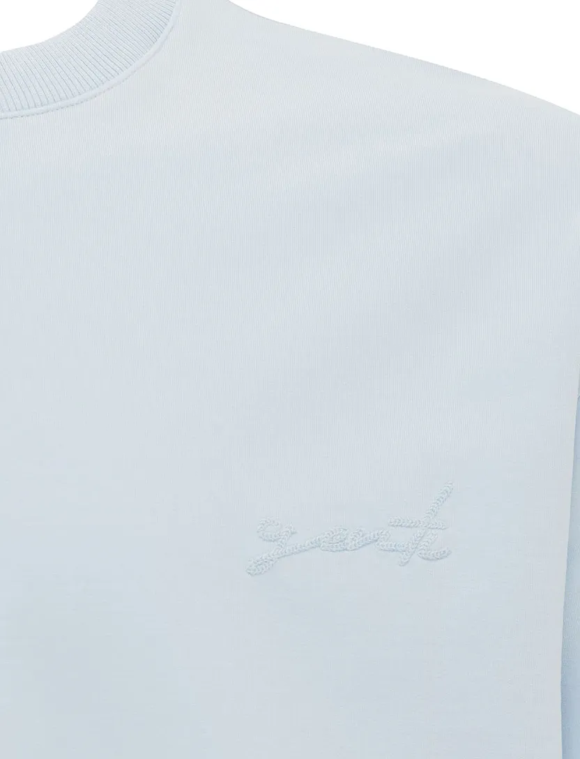 T-shirt Genti effen lichtblauw ronde hals