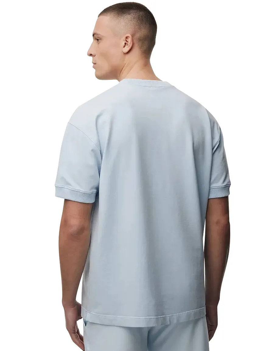 Lichtblauw Genti t-shirt effen met ronde hals