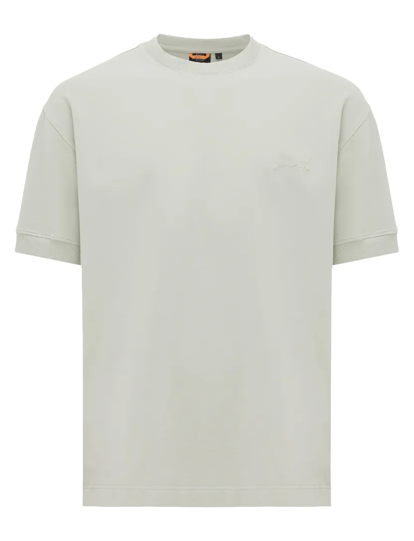 Groen Genti t-shirt effen met ronde hals