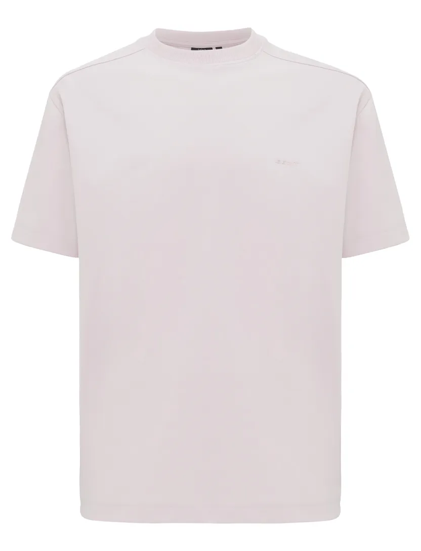 T-shirt Genti roze ronde hals effen
