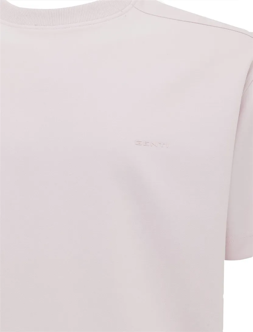 T-shirt Genti roze ronde hals effen