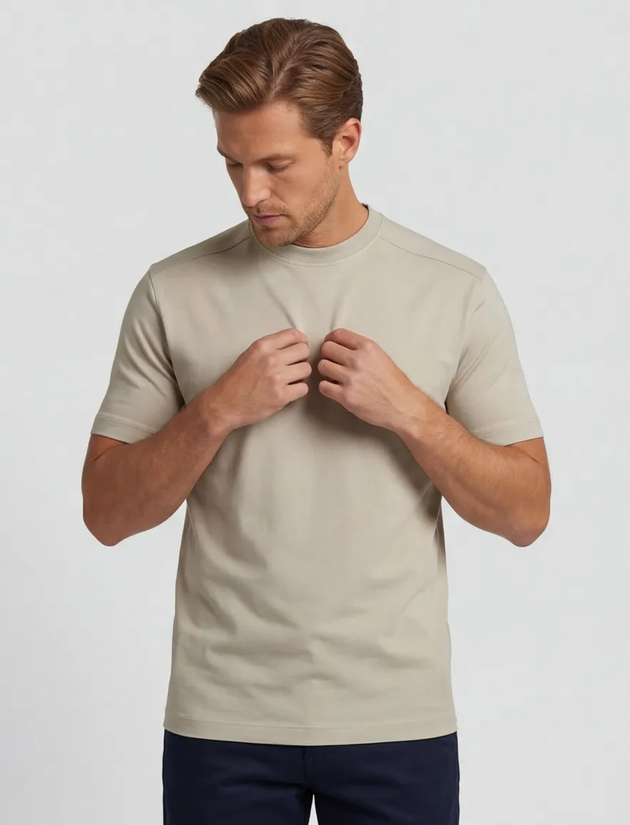 Beige t-shirt Genti ronde hals logo