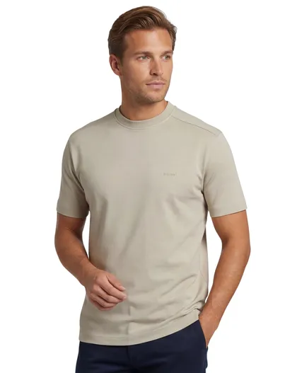 Genti Beige t-shirt Genti ronde hals logo