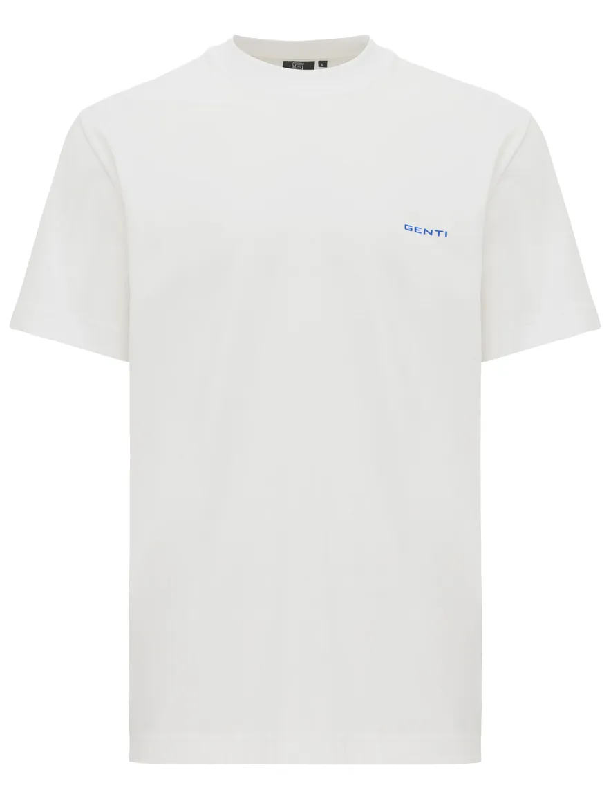 T-shirt Genti wit katoen met backprint
