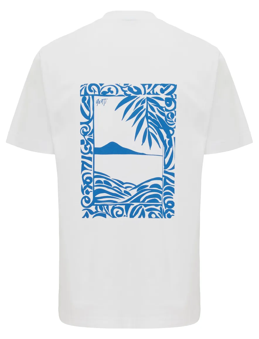T-shirt Genti wit katoen met backprint