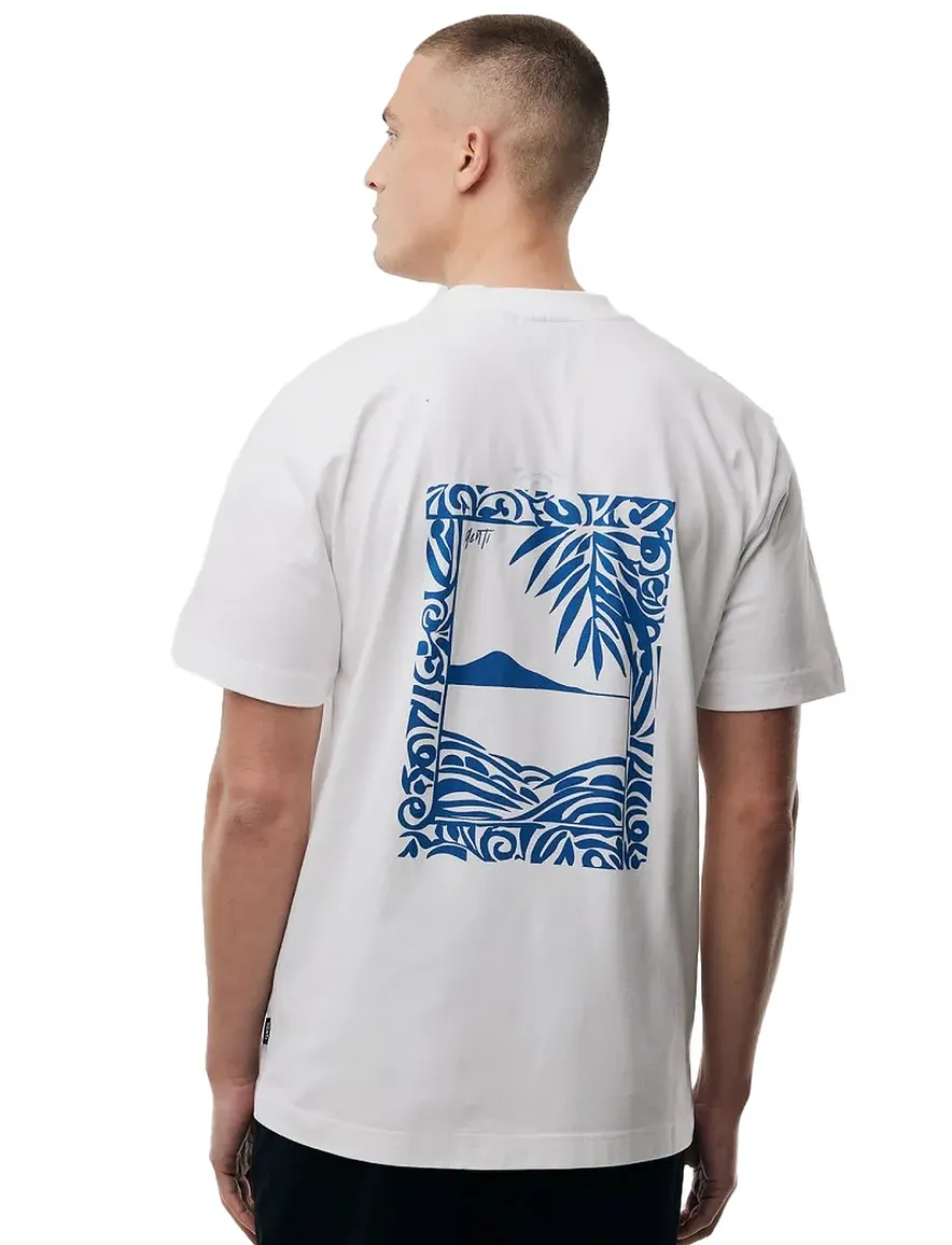 Genti T-shirt wit blauwe backprint