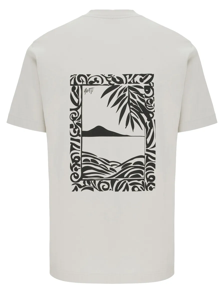 Genti T-shirt ecru zwarte backprint