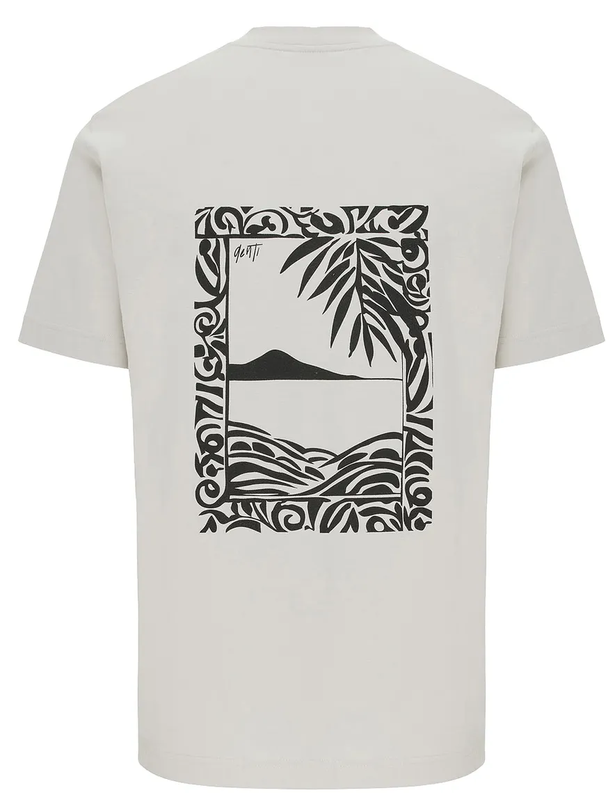 Genti T-shirt ecru zwarte backprint