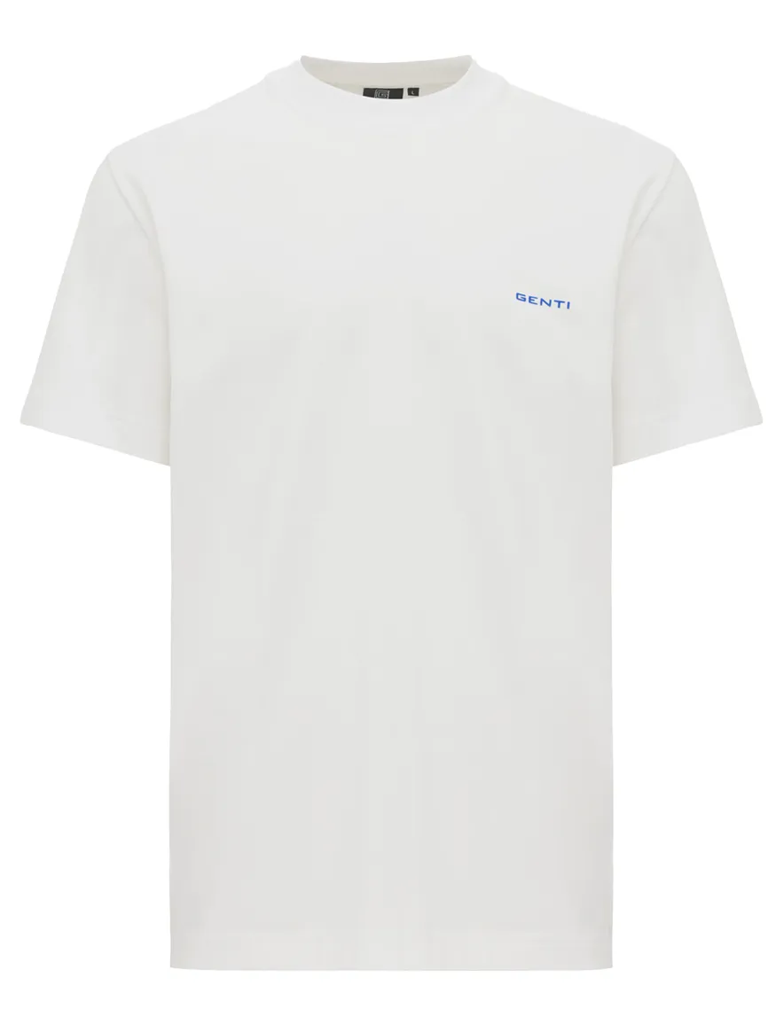 Wit Genti t-shirt met blauwe backprint