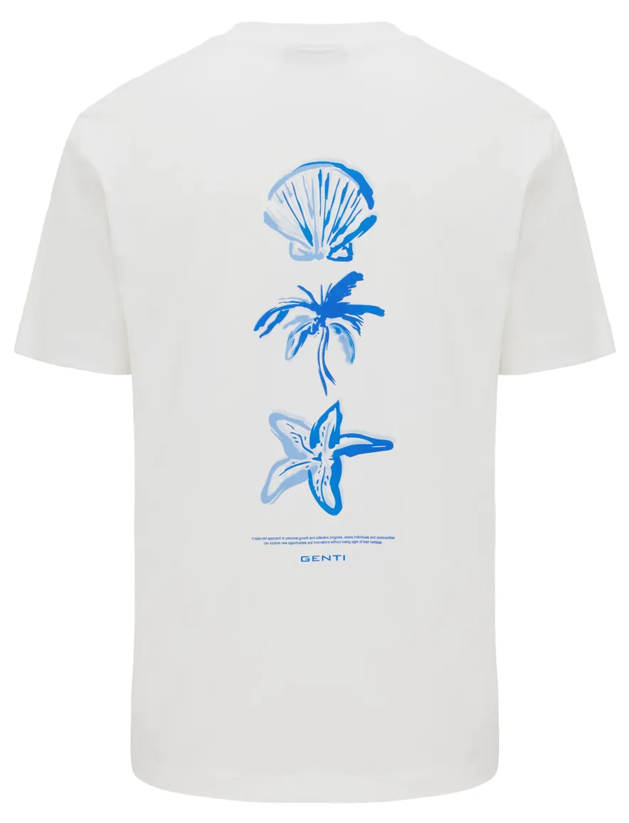 Wit Genti t-shirt met blauwe backprint