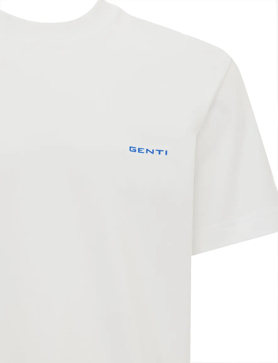 Wit Genti t-shirt met blauwe backprint