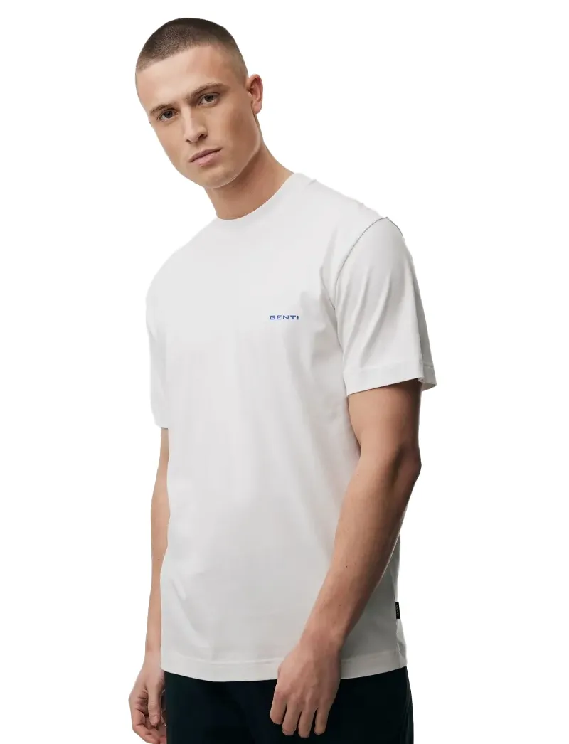 Wit Genti t-shirt met blauwe backprint