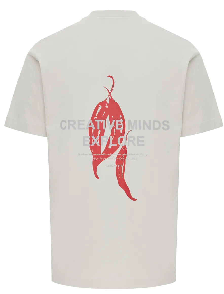 T-shirt met backprint Genti creme