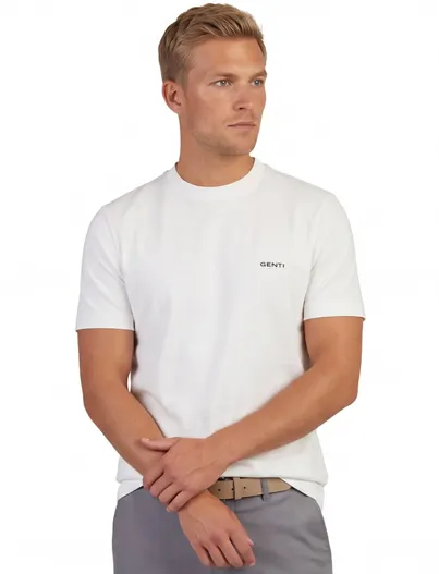 Genti T-shirt Genti wit met backprint bloemen gekleurd